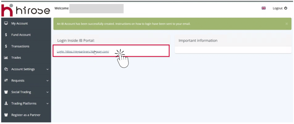 Halaman login IB Portal